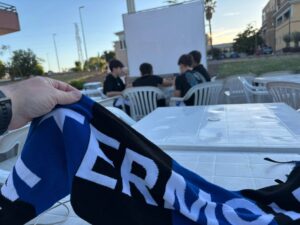 Il maxischermo per la finale di Champions League Inter-Psg a Difesa Grande
